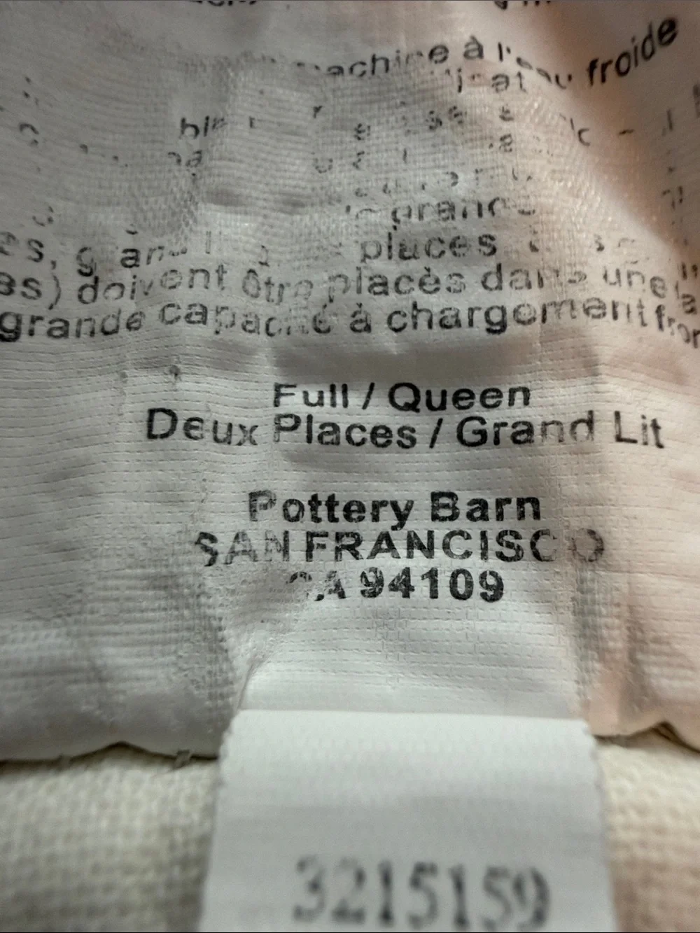Pottery Barn Cream Quilted Pick Stitch Quilt full/queen with 2 standard shams